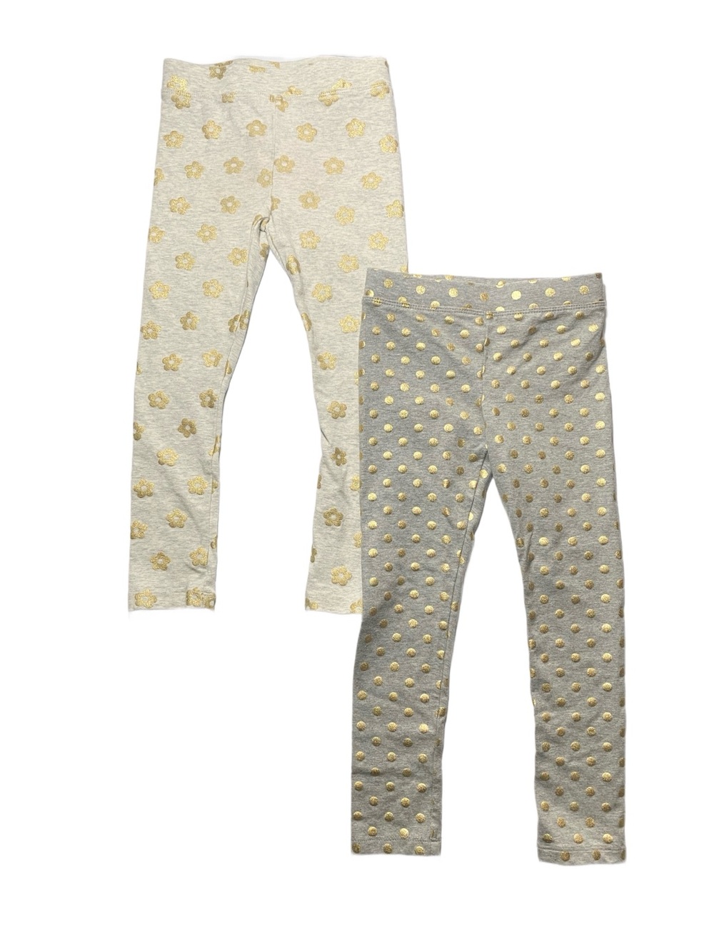 Crewcuts Girls' Dk & Lt Grey Gold Metallic Detail 2 Pack Leggings Size 5 NWOT